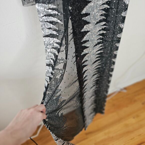 Isolated Heroes Handmade In The UK Black & Silver Sequin Mesh Maxi Dress Large - Picture 4 of 11